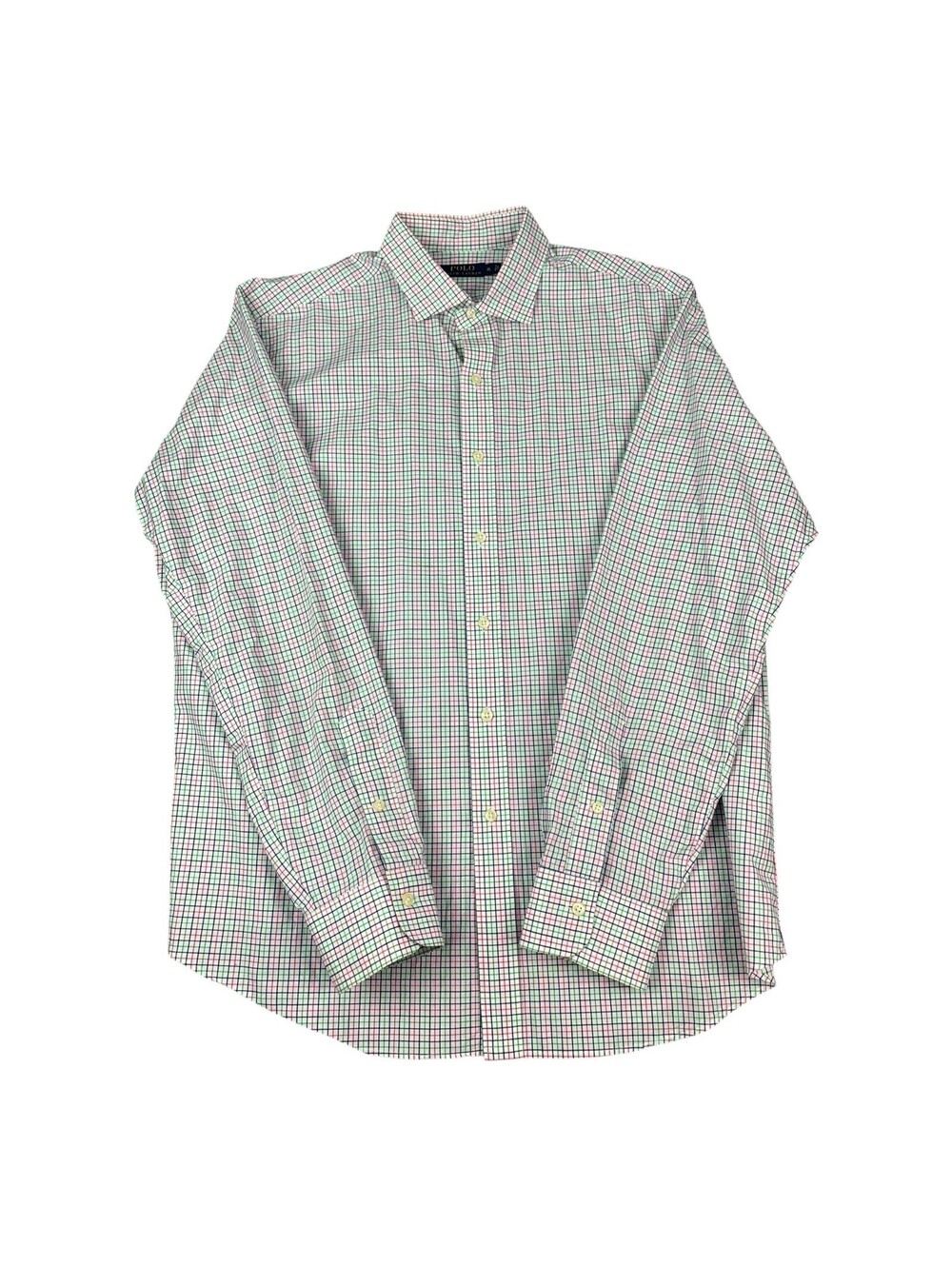 Polo Ralph Lauren Long Sleeve Button Up Shirt, White Multicolor Check, Men's XL